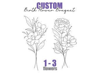 Custom Birth Flower Tattoo Design: Family Bouquet (Made to Order 1-2 days, Digital Download)