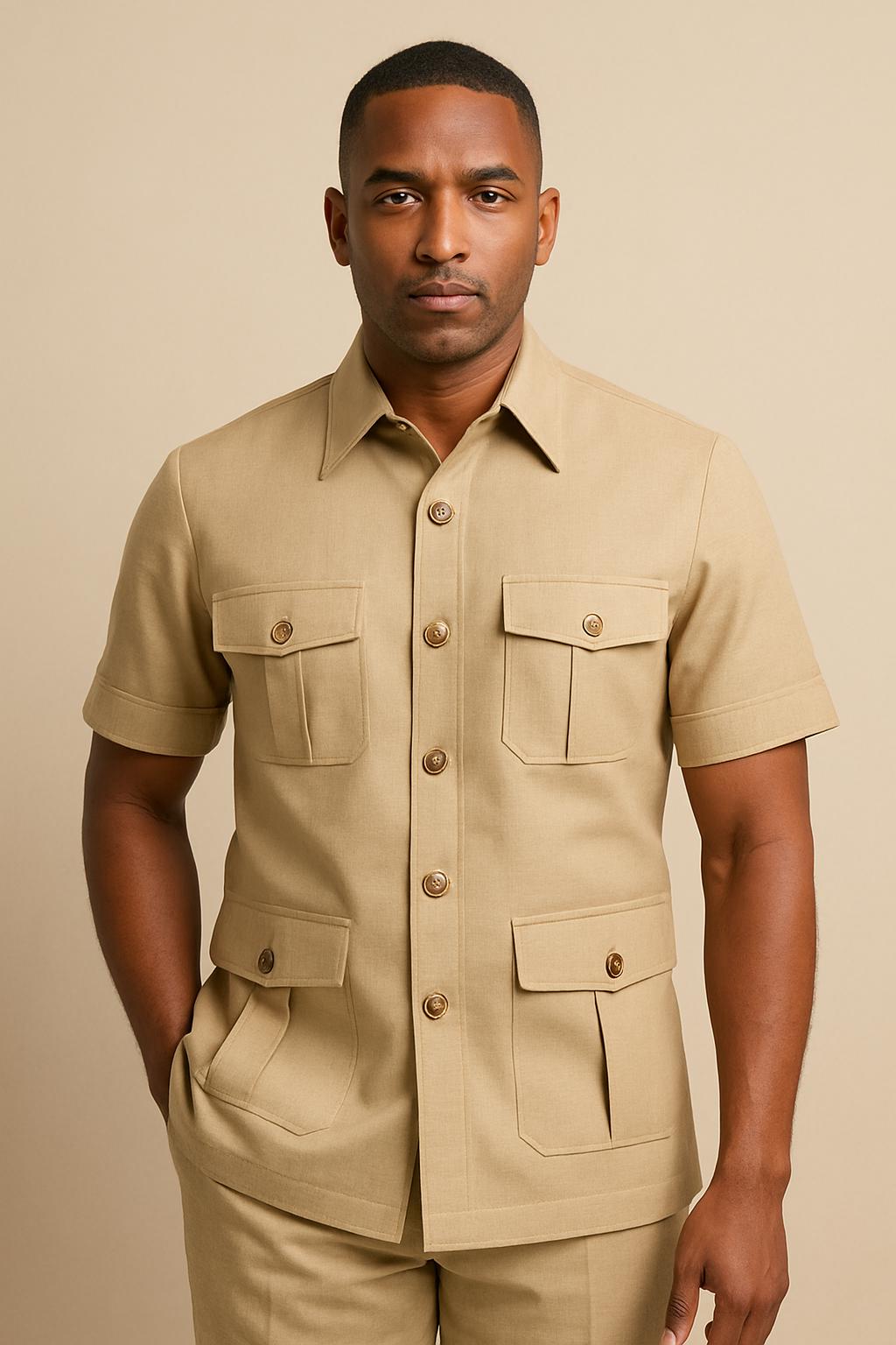 Men Short Sleeve Safari Suit Australia