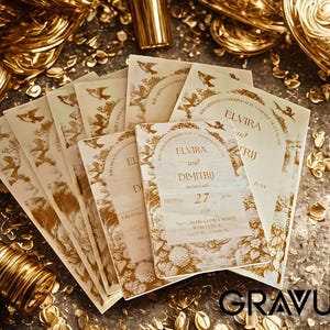 Hochzeitskarte Gravur Holz – Vintage Einladung Kiefernholz – Romantisches Design mit floralen Elementen – Handgemacht & personalisierbar