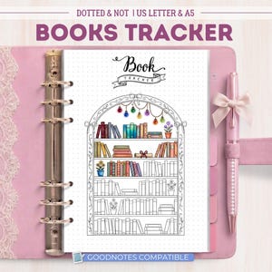 Premade Coquette Arch Bookshelf Tracker | Digital & Printable Reading Log for Bullet Journal