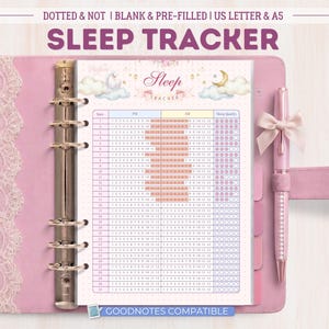 Bullet Journal per il monitoraggio del sonno / Registro mensile stampabile e digitale