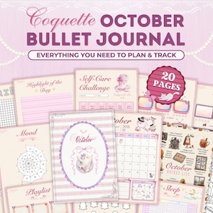 Vorgefertigtes „Coquette“-Bullet-Journal-Bundle-Journal-Bundle für Oktober | A5-Pastellplaner | Halloween-BuJo-Seiten