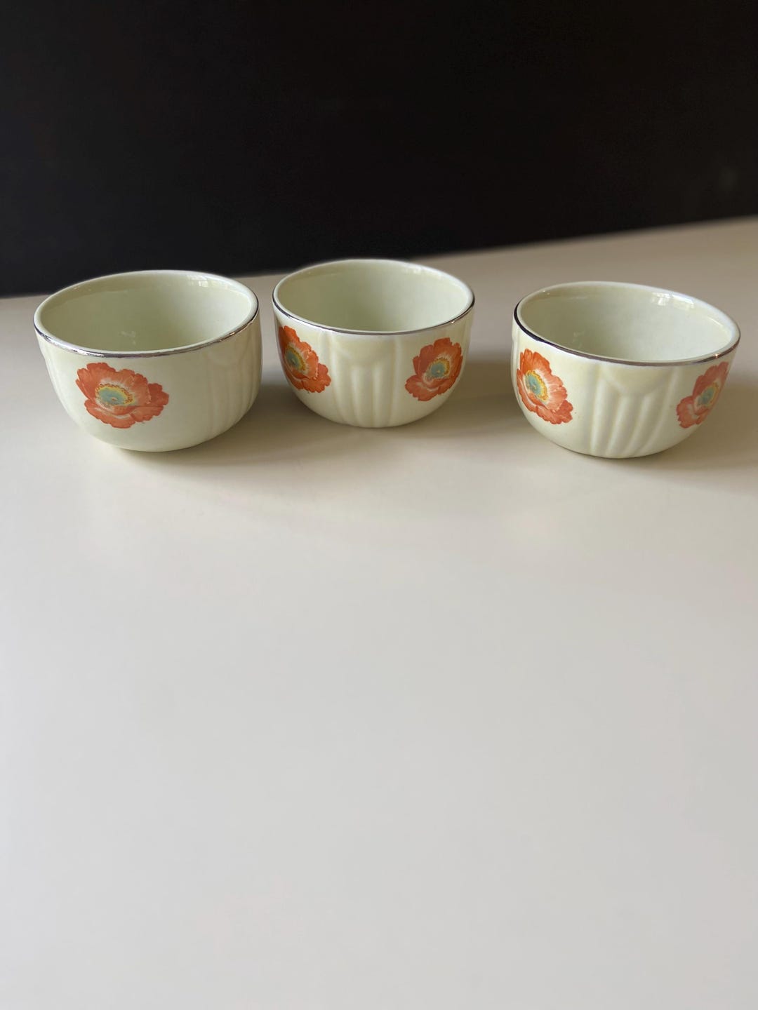 Hall China Set of 3 Ramekins in Orange Poppy Pattern - Etsy