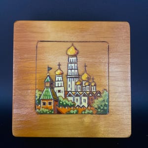Vintage USSR Russian Pyrography Trinket Box