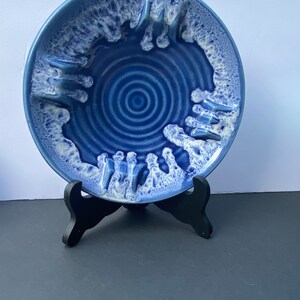 Mid Century Blue Drip Glaze Ashtray