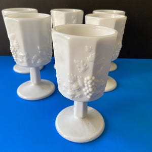 Milk glass wine goblets