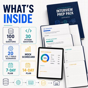 Data Engineering Interview Prep | SQL Python Questions | Entry-Level Tech Career Workbook image 2
