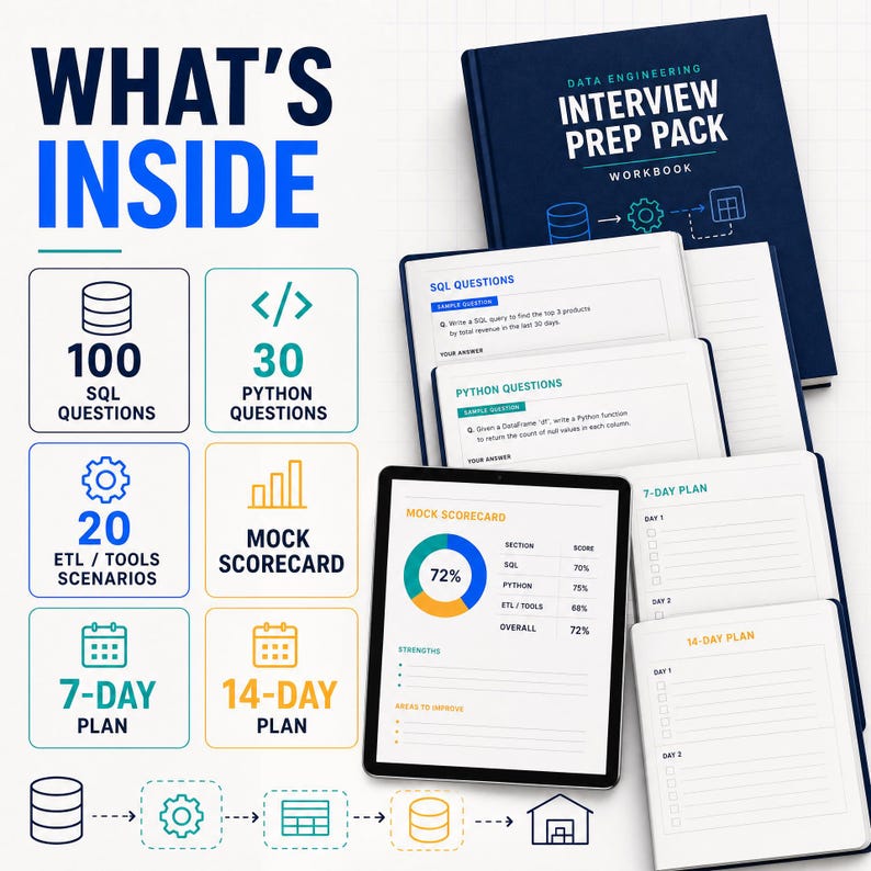 Data Engineering Interview Prep | SQL Python Questions | Entry-Level Tech Career Workbook image 2