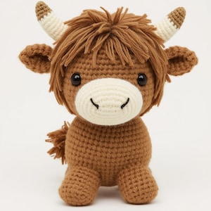 Highland Cow Crochet Pattern PDF | Sleepy Cow Amigurumi | Beginner Friendly DIY | Step-by-Step Instructions | Instant Download