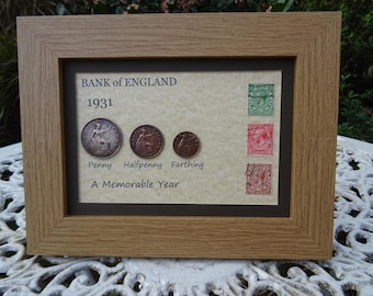 95th Birthday 1931, 3 Coin & Stamps Framed Set