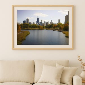 Chicago Skyline Wandkunst - Herbstliche Stadtansicht vom Lincoln Park – Printable Digital Download