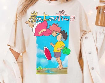 ヴィンテージ ポニョ シャツ、スウェットシャツ、パーカー、スタジオジブリ シャツ、ポニョ シャツ、宗介 シャツ、スタジオジブリ ギフト シャツ、Y2K シャツ