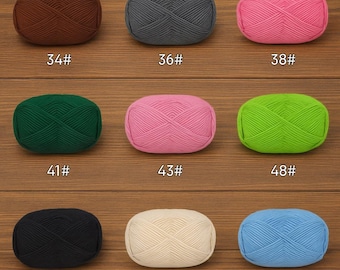 50g Milk Cotton Crochet Yarn 4ply | 32 Vibrant Colors of Dyed Knitting Wool for Needlework | Crafts, Sweaters, Dolls, and DIY Projects
