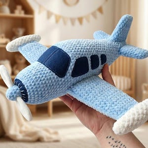 Crochet Airplane Plush Toy, Handmade Nursery Decor, Baby Shower Gift