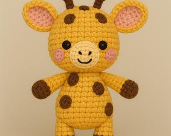 Wzór na szydełkową żyrafę amigurumi | Żółta pluszowa zabawka (wzór w formacie PDF)