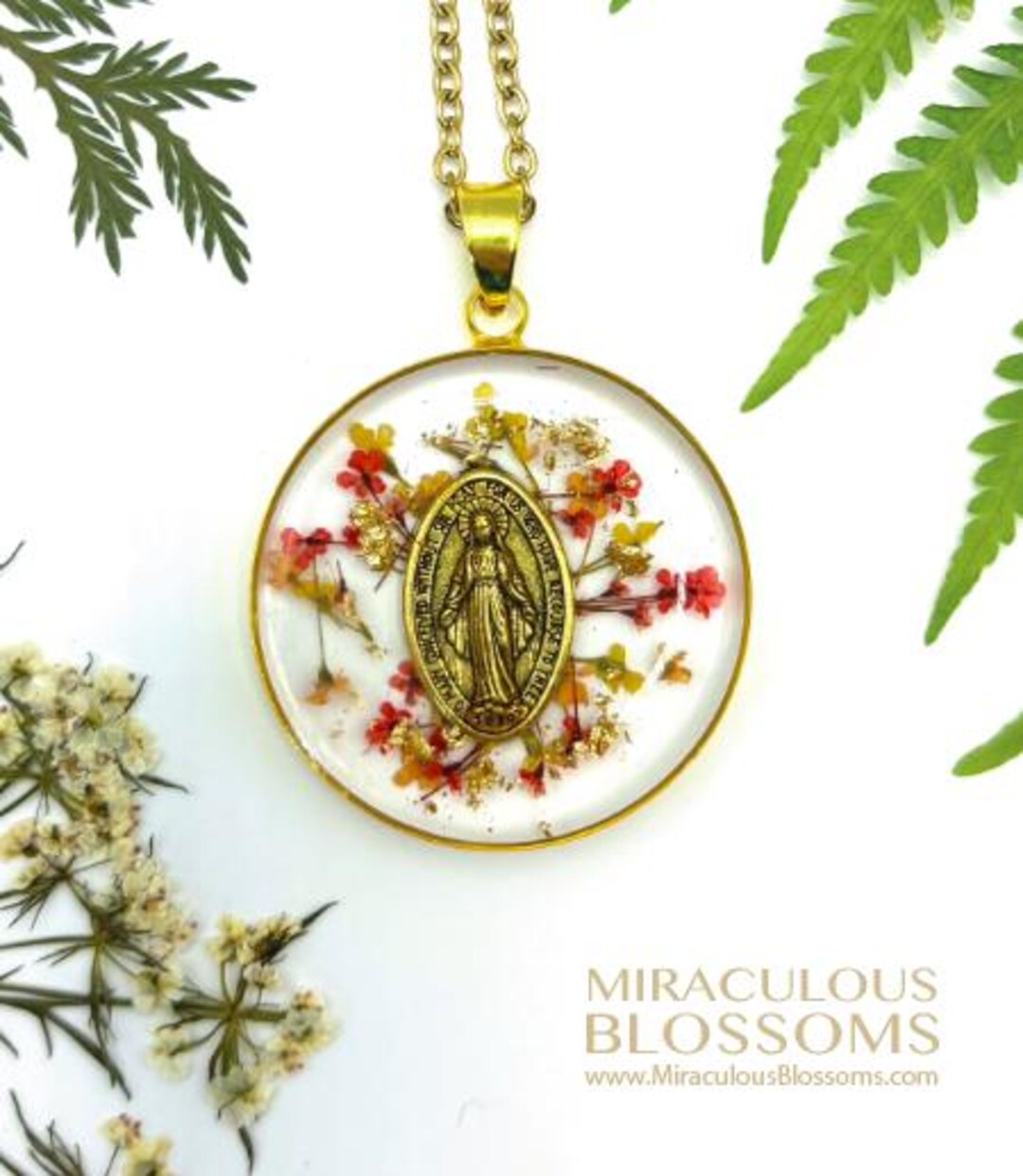 The Miraculous Medal Necklace Sunrise Blossoms - Etsy