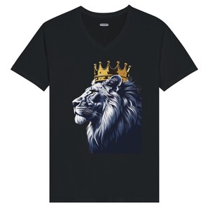 Majestic Lion Crown T-Shirt – Unisex V-Neck, Premium Cotton, Classic Fit