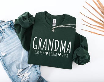 Personalisiertes Oma Sweatshirt, personalisiertes Oma Geschenk, Weihnachtsgeschenk für Oma, maßgeschneidertes Muttertagsgeschenk, Enkelkinder Namen Pullover
