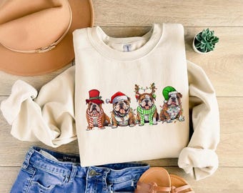 English Bulldog Sweatshirt, Dog Lover Gift, Holiday Sweaters, Christmas English Bulldog Shirt, Christmas Crewneck, Dog Mom Shirt, Xmas Shirt