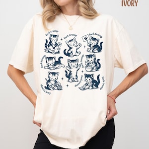 Comfort Colors®Subtle F*ck Trump Cat T-shirt, Childless Cat Lady T-shirt, Anti Trump FDT Retro Kitten T-shirt Resist T-shirt Elon Sucks Protest