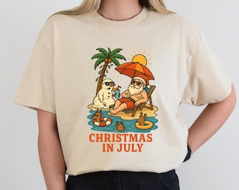 Weihnachts Palme Shirt, Tropisches Geschenk, Florida Weihnachts Shirt, Strand Aloha Weihnachten Tee, Santa Juli Hawaiihemd, Weihnachten