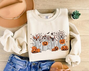 Halloween-sweater, Сute spookhond-sweater, Halloween-shirt, spook-T-shirt, hondenliefhebbers-sweater, Halloween-hondenshirt, spookachtig seizoen