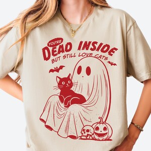 Dead Inside But Still Love Cats Shirt, Black Cat Halloween Shirt, Funny Cat Lady Shirt, Cat Lover Shirt, Spooky Season Shirt, Halloween Gift