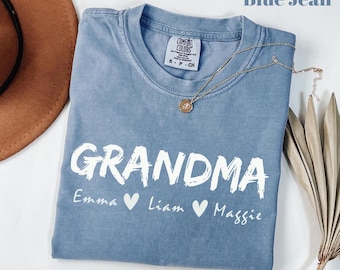Comfort Colors® Personalized Grandma Shirt,Personalized Grandma Gift,Christmas Gift for Grandma,Customized Mother's Day Gift,Grandkids Names