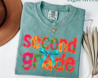 Comfort Colors® Zweite Klasse Lehrer Shirt, Coquette Bow 2.Grad Lehrer Shirt, Zweite Klasse Lehrer Shirt, Grundschullehrer Shirt