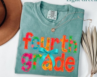 Comfort Colors® Lärarskjorta för fjärde klass, Coquette Bow-skjortor för fjärde klass, T-shirt för skolstart, T-shirt för grundskolan, Lärargåva