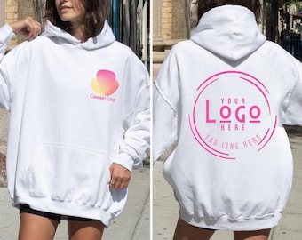 Custom Logo Hoodie, Personalized Logo Sweatshirt, Your Business Logo or Brand Logo, Front and Back Logo Sweatshirt, Team Logo Company Shirts