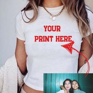 Custom Baby Tee, Cropped Fit, Y2K Aesthetic Handmade, Personalized Baby Tee, Y2k Baby Tee, Custom Photo Baby Tee, Birthday Gift, For Her