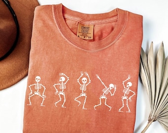Comfort Colors®Dancing Skeleton Shirt, 90s Vintage Style Tshirt, Retro Y2k Skeleton Shirt, Skull Funny Shirt, Dancing Lovers Shirt