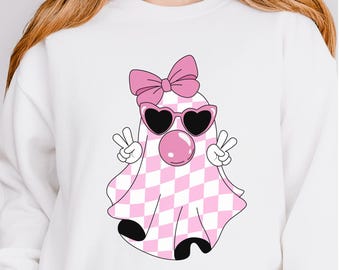 Sudadera de fantasma de Halloween, camiseta de fantasma linda, camiseta de Halloween para mujer, camiseta linda de otoño, camiseta de temporada espeluznante, regalo para Halloween