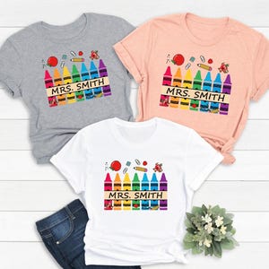 Aangepast leraarsshirt, terug naar school-shirt kleuteronderwijs shirt gepersonaliseerde naam leraar shirt, leraar shirt leraar cadeau