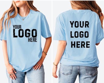 Custom Logo Shirts, Personalized Business Tees with Front & Back Logo, Matching Group Gifts, Company Brand T-Shirts, Custom Pocket Print Tee