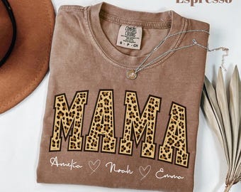Comfort Colors® Leopard Mama Shirt, Muttertagsgeschenk, Mama Shirt, Retro Mama Shirt, Geschenk für Mama, Mama Shirt, Leopard Mama T-Shirt