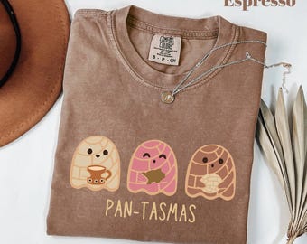 Comfort Colors® Rolig Pantasmas Ghost Pan Dulce T-shirt, Söt Ghost Conchas T-shirts, Latina T-shirt, Mexikansk Halloween T-shirt, Halloweenskjorta