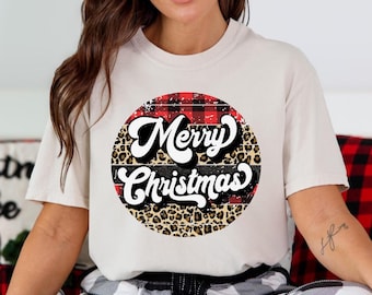 Sudadera navideña, suéter a cuadros estilo búfalo, cuello redondo familiar navideño, idea de regalo de Navidad, camisa navideña para mujer, bonito suéter navideño de invierno