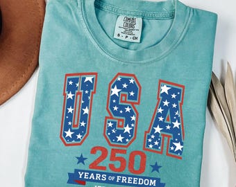 Camiseta Comfort Colors® Feliz 250 Aniversario de EE. UU. Regalo del 250 aniversario de Estados Unidos (semiquincentenario) Camiseta EE. UU. 250 Día de la Independencia 4 de julio