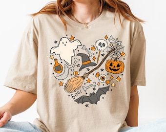 Koszulka z duchem na Halloween, słodka koszulka z duchem, damska koszulka na Halloween, słodka koszulka jesienna, koszulka na straszny sezon, prezent na Halloween