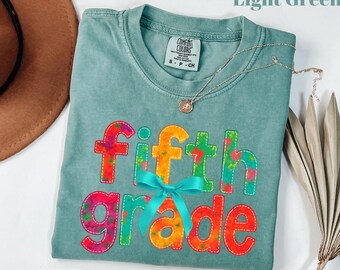Comfort Colors® Fifth Grade Teacher Shirt, Cute 5th Grade Teacher Tshirt, Fifth Grade Teacher Appreciation Gift, Coquette Bow TShirt