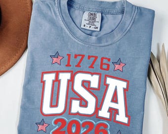 Comfort Colors® Retro Usa 250 Shirt, Independence Day Shirt, Celebrate 250th Anniversary Shirt Usa Flag Tee 4th of July Shirt Patriotic Gift