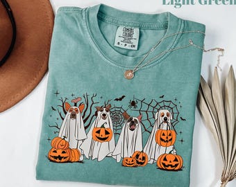Comfort Colors® Halloween T-Shirt, Сute Ghost Dog, Halloween Shirt, Ghost T-shirt, Dog Lovers T-Shirt, Halloween Dog T-shirt, Spooky Season