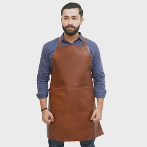 Heavy-Duty Leather Butcher Apron – Front Tool Pockets – Durable Work Apron for Meat Processing – For Chef, BBQ, Butcher, Barber, Blacksmith