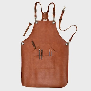 Handmade Leather Work Apron – Adjustable Fit with Multiple Tool Pockets – For Chef, BBQ, Butcher, Barber, Blacksmith