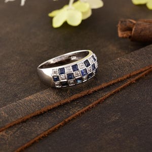 Blå Smaragd Rubin Safir Diamant Sterlingsilverring
