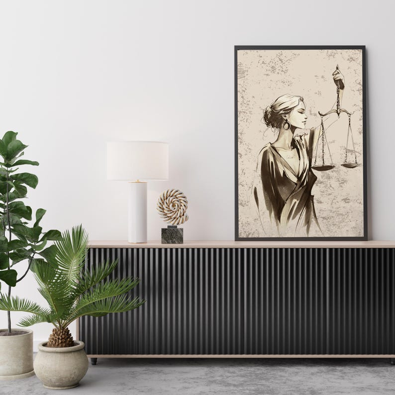 Law Poster: Minimalist Lady Justice Wall Art Set – Lawyer Legal Drawing ...