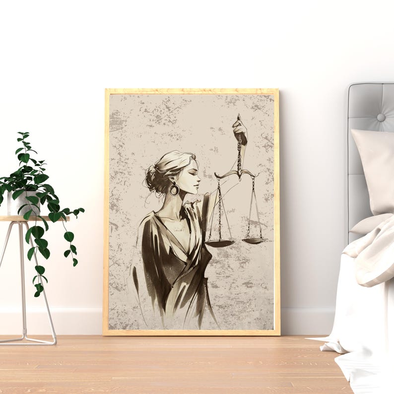 Law Poster: Minimalist Lady Justice Wall Art Set – Lawyer Legal Drawing ...