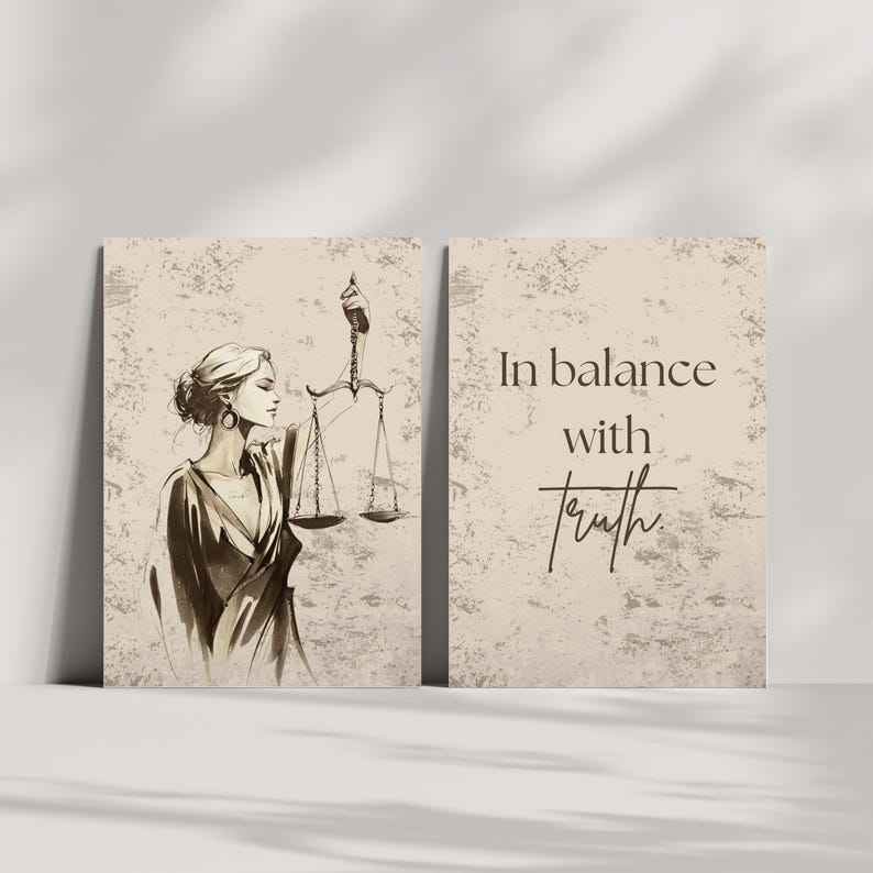 Law Poster: Minimalist Lady Justice Wall Art Set – Lawyer Legal Drawing ...